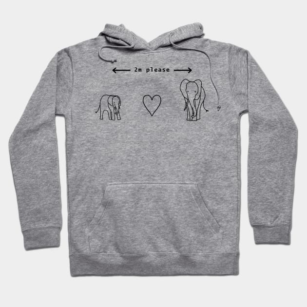 Big Elephant Says Social Distancing 2m Please Hoodie by ellenhenryart